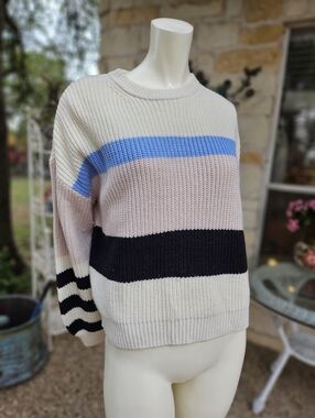 Sanctuary Colorblock Chunky Knit Crewneck Sweater XS